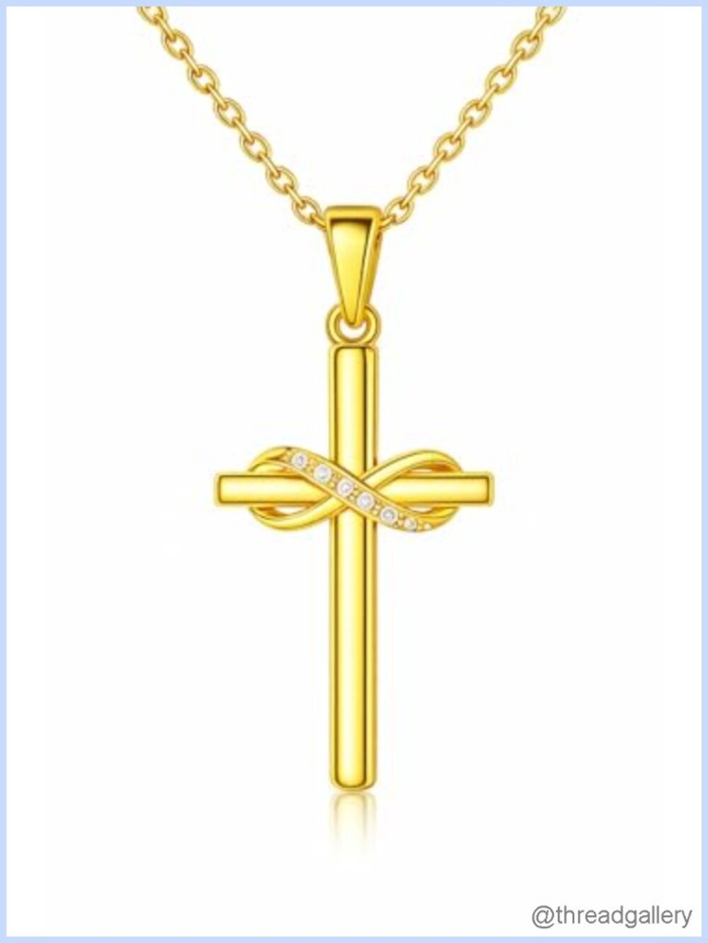 14K Gold Cross Necklace for Women Small Infinity Cross Pendant Chain